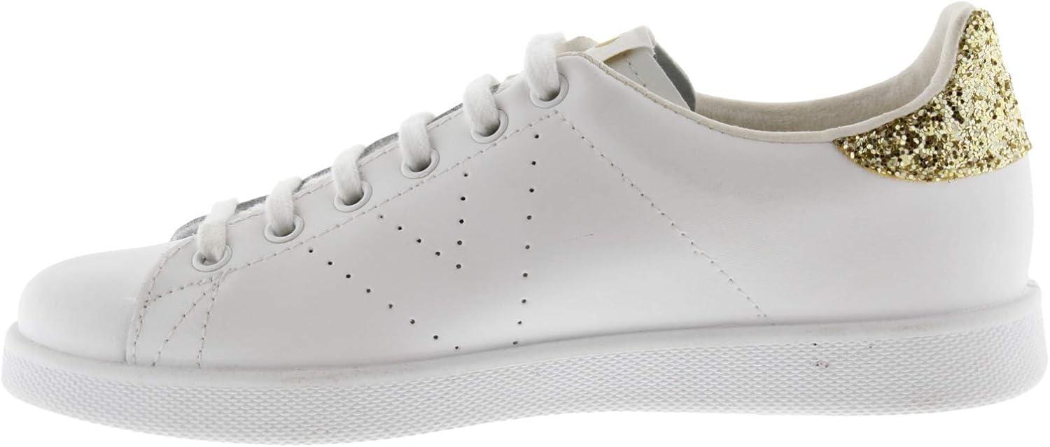 imageVictoria Basket Basse Tenis Cuir ampamp Arrire Paillet ampamp Logo Perfor 1125104 pour FillesDor