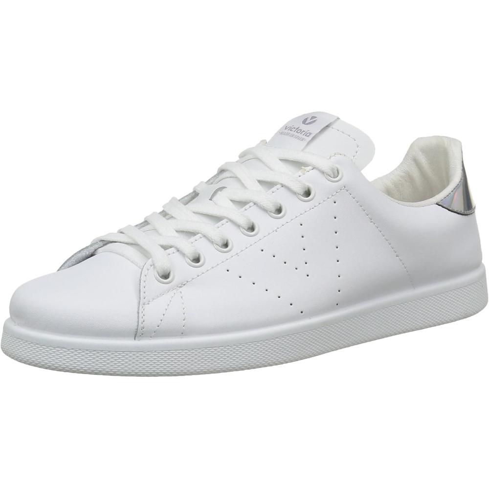 imageVictoria Basket Basse Tenis Cuir ampamp Arrire Paillet ampamp Logo Perfor 1125104 pour FillesArgent Plata 14