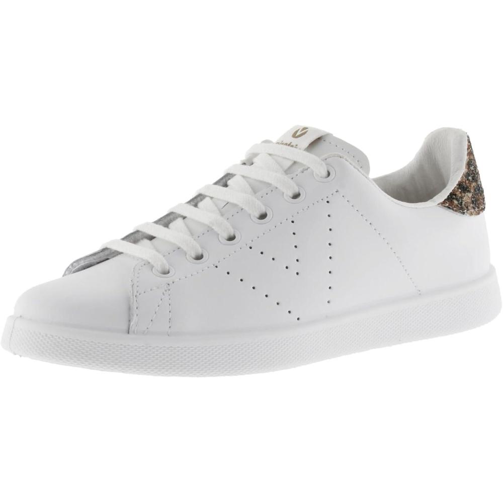 imageVictoria Basket Basse Tenis Cuir ampamp Arrire Paillet ampamp Logo Perfor 1125104 pour FillesTaupe