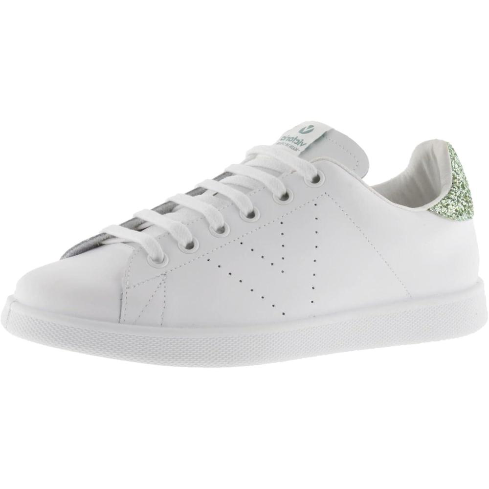 imageVictoria Basket Basse Tenis Cuir ampamp Arrire Paillet ampamp Logo Perfor 1125104 pour FillesVert Fluo