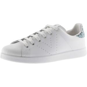 Victoria Basket Basse Tenis Cuir & Arrière Pailleté & Logo Perforé 1125104 pour Filles(Caribe)