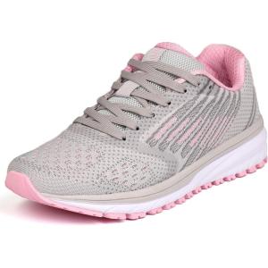WHITIN Chaussures de Sport Running Basket Homme Femme Course Fitness Respirantes Sneakers(Gris Rose)