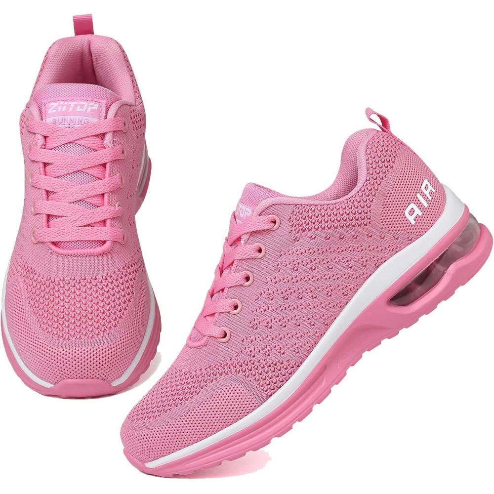 imageBasket Femme Chaussures de Running Sneakers Femme Basket de Marche Coussin dair Respirant Chaussures de Course Lgres Chaussures Mode et Sport pour Femmes Fitness Gym Jogging Outdoor SneakersRose