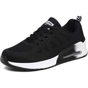 Youecci Chaussures de Course pour Femmes Légères – Chaussures de Marche Respirantes pour Sports, Tennis, Athlétisme, Gym, Baskets décontractées en Maille Anti-dérapantes(Coussin D Air Noir)