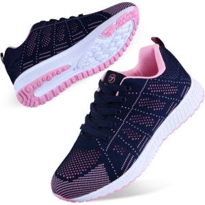 Youecci Chaussures de Course pour Femmes Légères – Chaussures de Marche Respirantes pour Sports, Tennis, Athlétisme, Gym, Baskets décontractées en Maille Anti-dérapantes(Rose Bleu)