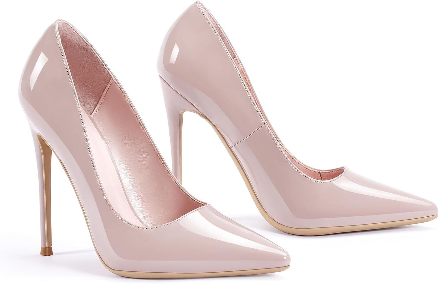 imageEscarpins Stilettos pour Femmes Stilettos Talons Hauts Pointus Fashion Escarpins Stilettos Bout ferm pour ftes banquets Occasions FormellesBeige
