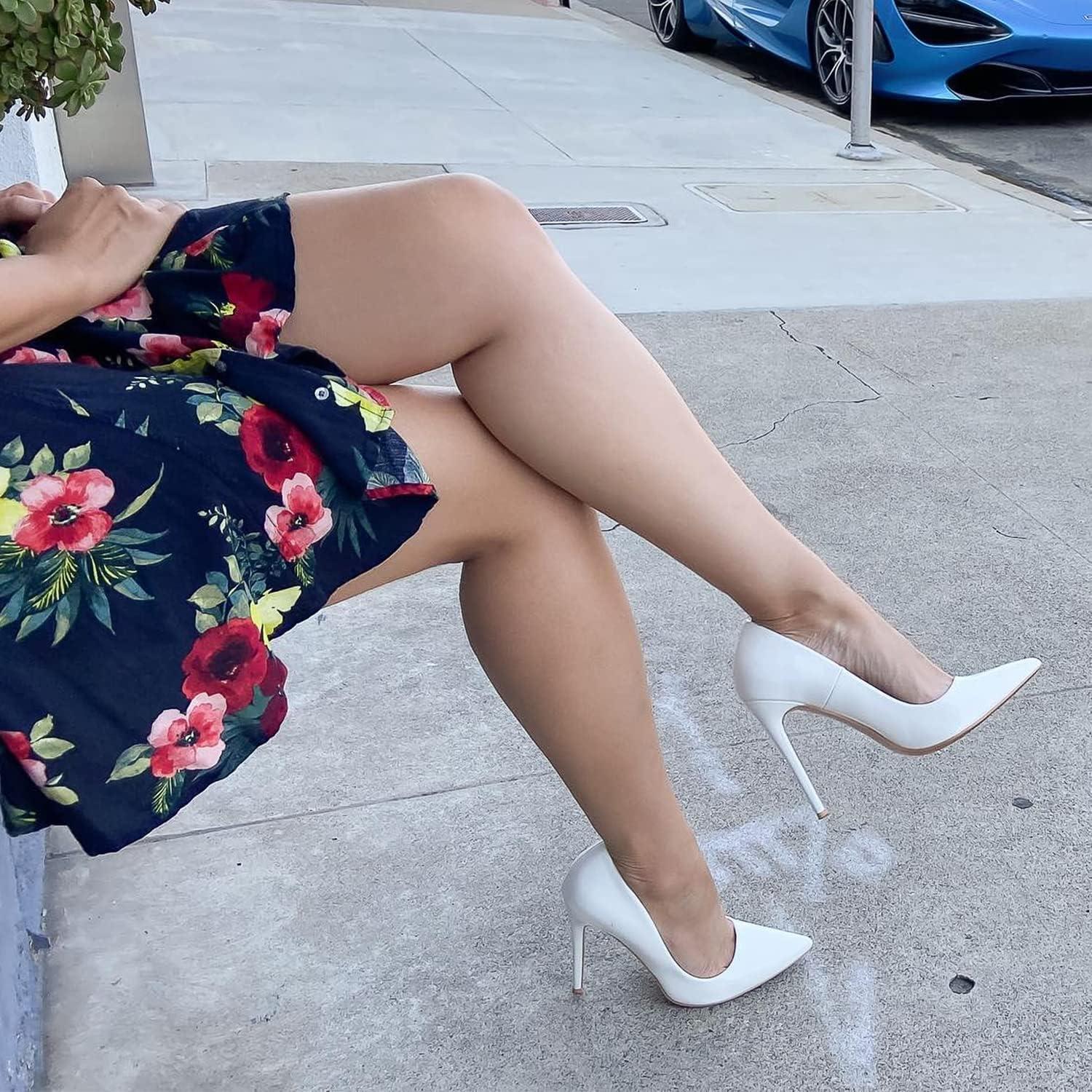 imageEscarpins Stilettos pour Femmes Stilettos Talons Hauts Pointus Fashion Escarpins Stilettos Bout ferm pour ftes banquets Occasions FormellesBlanc