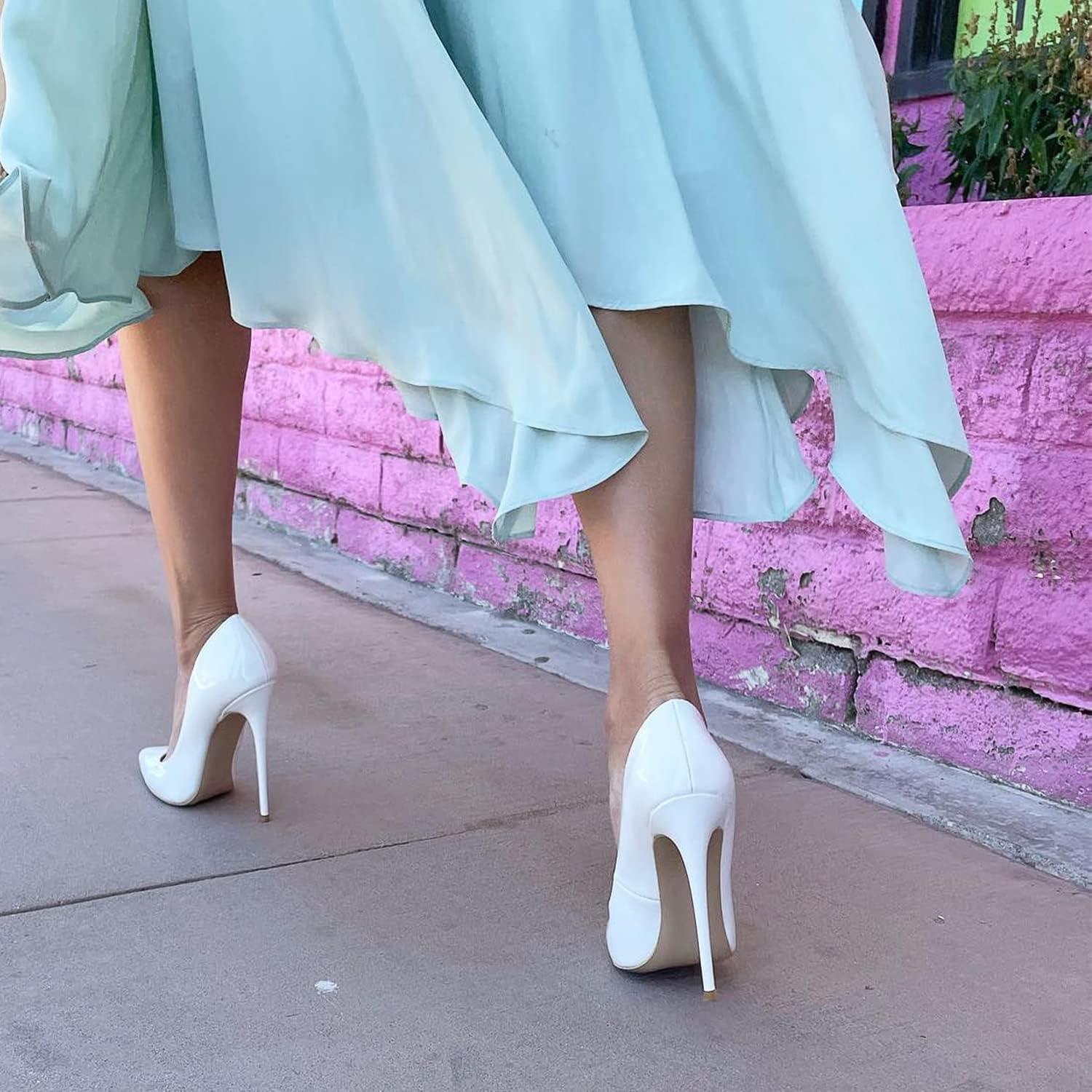 imageEscarpins Stilettos pour Femmes Stilettos Talons Hauts Pointus Fashion Escarpins Stilettos Bout ferm pour ftes banquets Occasions FormellesBlanc