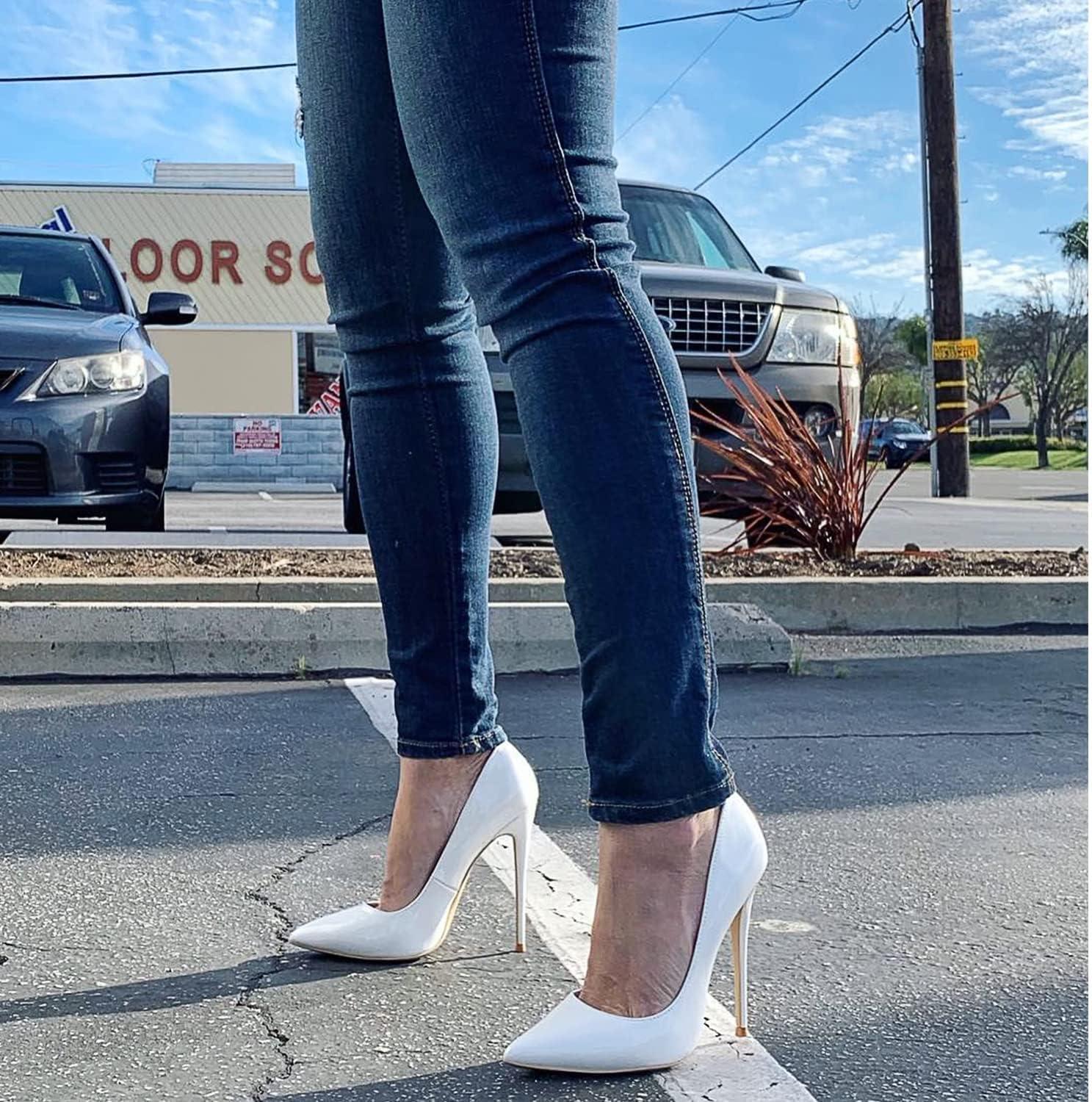 imageEscarpins Stilettos pour Femmes Stilettos Talons Hauts Pointus Fashion Escarpins Stilettos Bout ferm pour ftes banquets Occasions FormellesBlanc