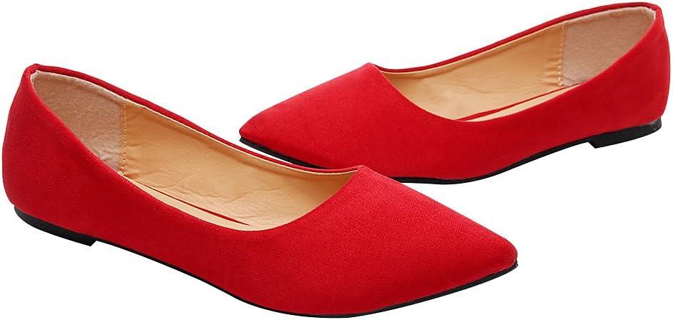 imageFemmes Bout Pointu Ballerines Poids Lger Plat EscarpinRouge Flanelle