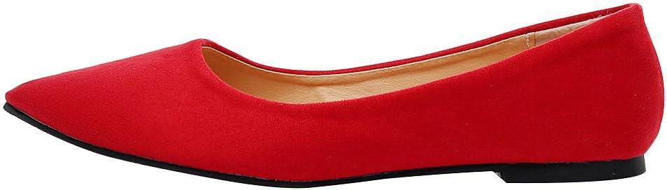 imageFemmes Bout Pointu Ballerines Poids Lger Plat EscarpinRouge Flanelle