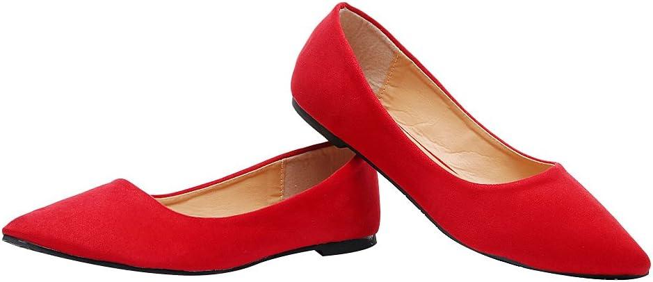 imageFemmes Bout Pointu Ballerines Poids Lger Plat EscarpinRouge Flanelle