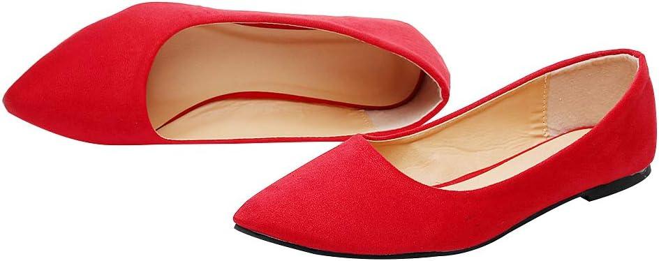 imageFemmes Bout Pointu Ballerines Poids Lger Plat EscarpinRouge Flanelle
