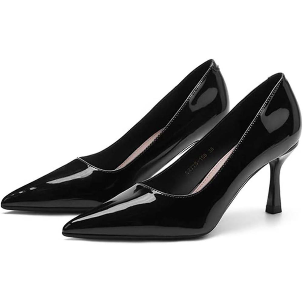 imageEscarpins bout pointu pour femme Talons aiguilles confortables pour mariage travail et fte chaussures habilles classiques bout ferm noir 35 EU