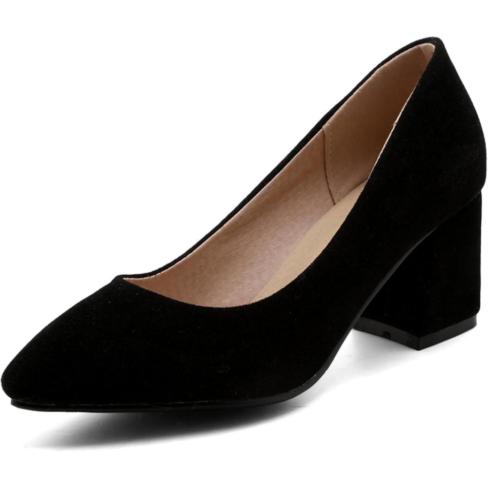 imageEscarpins Femme Sexy Talon Haut Carr Et Bout PointuNoir Classique