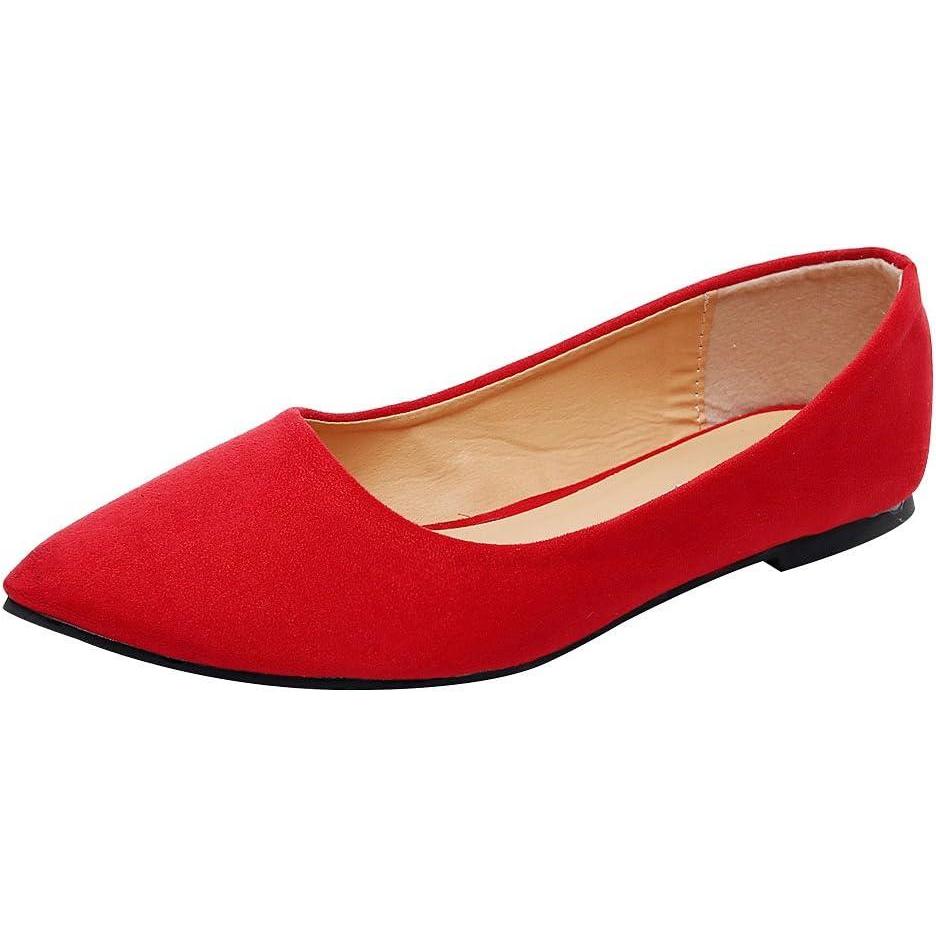 imageFemmes Bout Pointu Ballerines Poids Lger Plat EscarpinRouge Flanelle