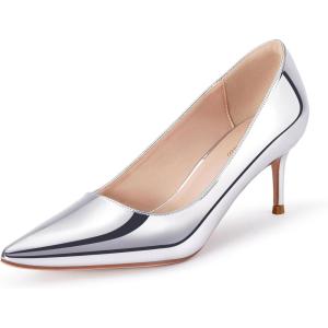 Escarpins Stilettos pour Femmes, Stilettos à Talons Hauts Pointus Fashion, Escarpins Stilettos à Bout fermé pour fêtes, banquets, Occasions Formelles(Argent)