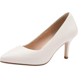 Femme Cuir Véritable 5CM/7CM/9CM Talons Hauts Élégant Escarpins Bout Pointu Bureau Chaussures de Travai(Beige 7cm)