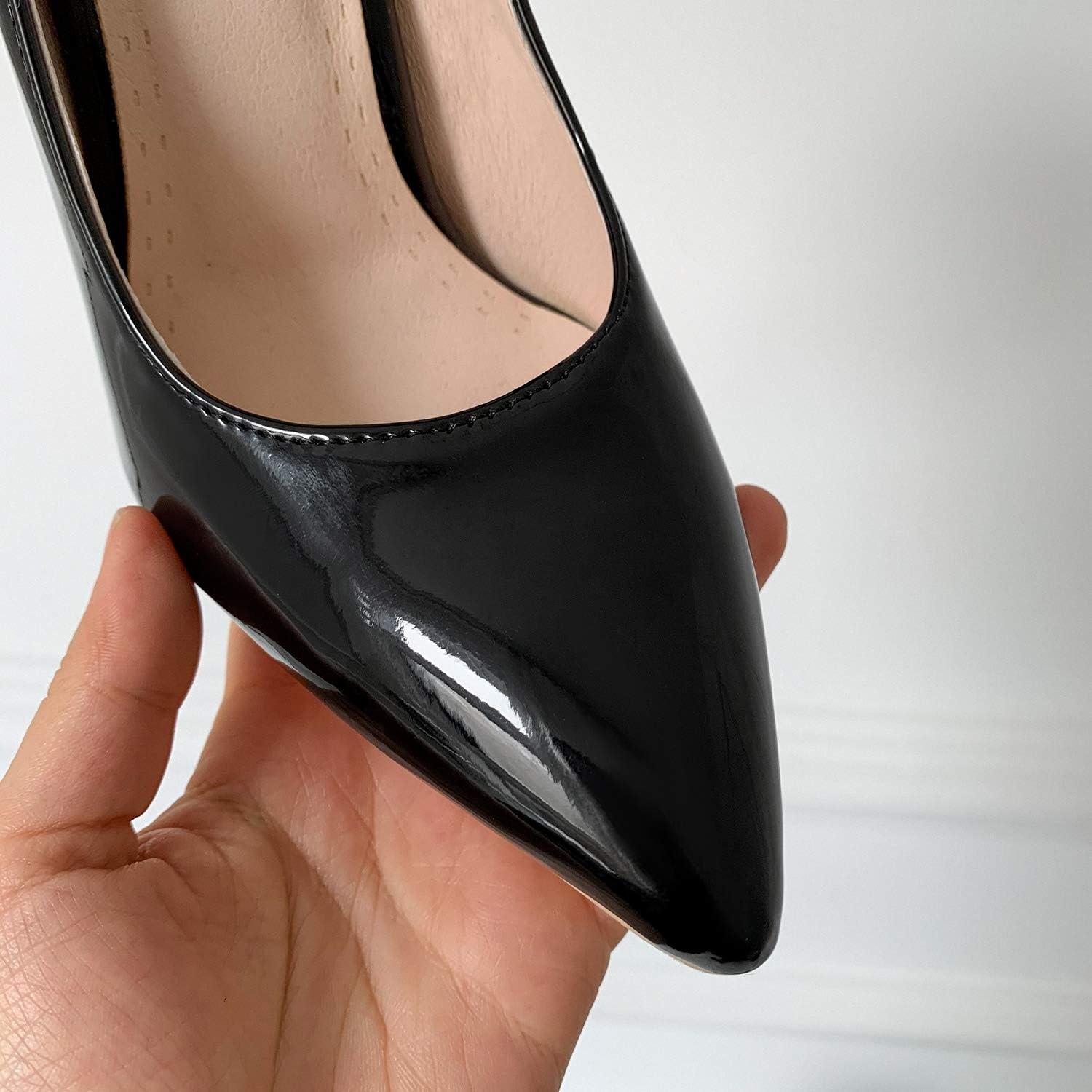 imageEscarpins sexy en cuir verni bout pointu pour femme avec talon haut de 11 cm Escarpins faciles marcher et soire pour femme Grande taille za637sNoir
