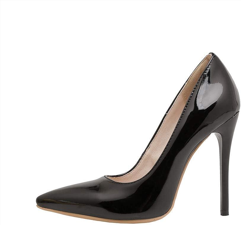 imageEscarpins sexy en cuir verni bout pointu pour femme avec talon haut de 11 cm Escarpins faciles marcher et soire pour femme Grande taille za637sNoir