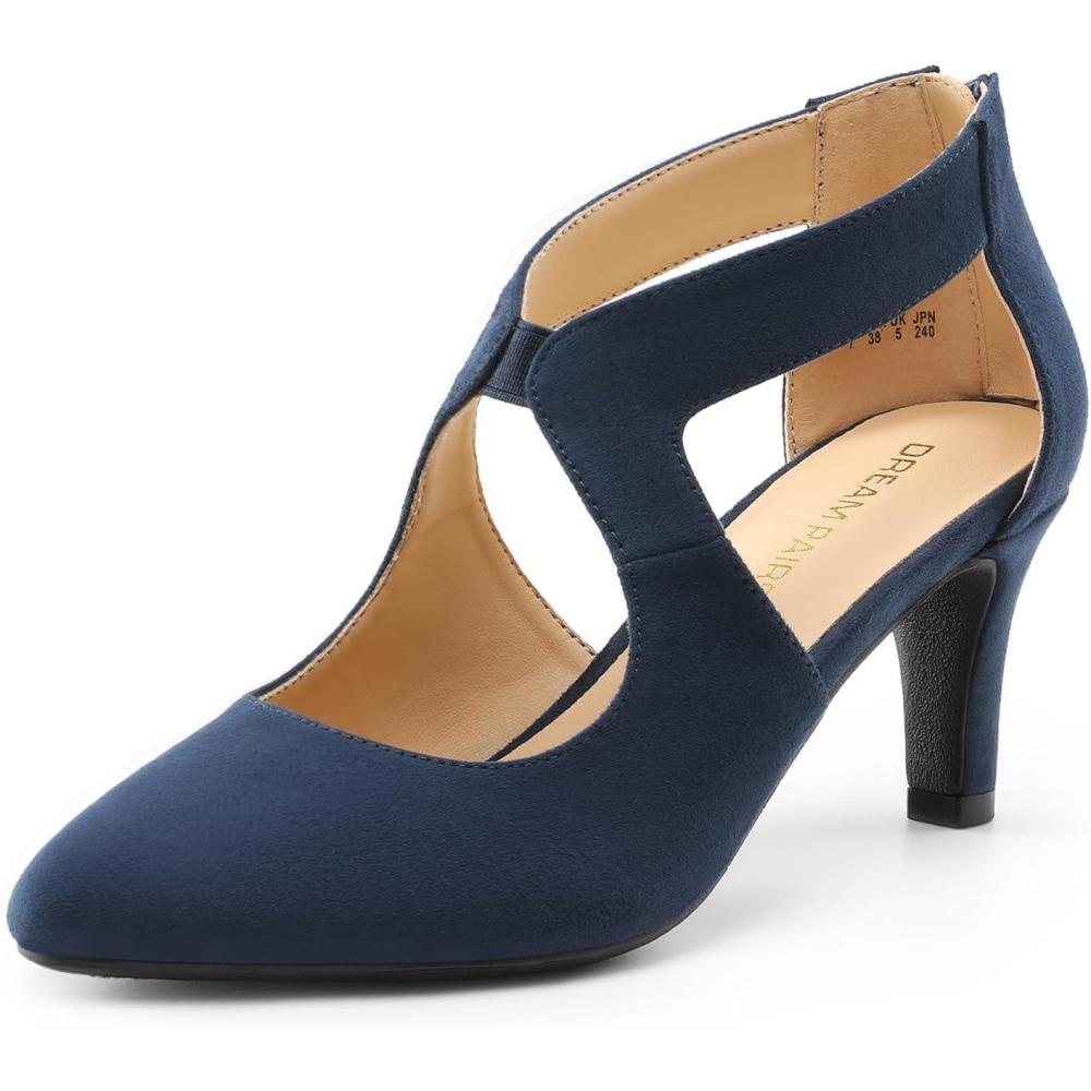 imageDREAM PAIRS Escarpins bout pointu et talons pour femme lgants Pour fte mariageBleu Marine