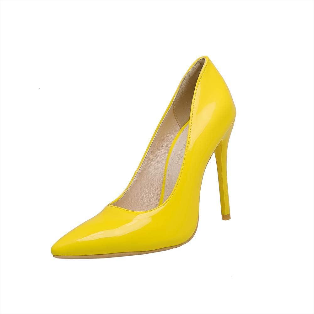 imageEscarpins sexy en cuir verni bout pointu pour femme avec talon haut de 11 cm Escarpins faciles marcher et soire pour femme Grande taille za637sJaune