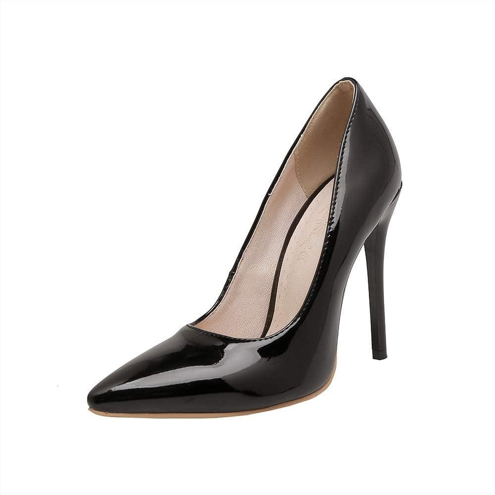 imageEscarpins sexy en cuir verni bout pointu pour femme avec talon haut de 11 cm Escarpins faciles marcher et soire pour femme Grande taille za637sNoir