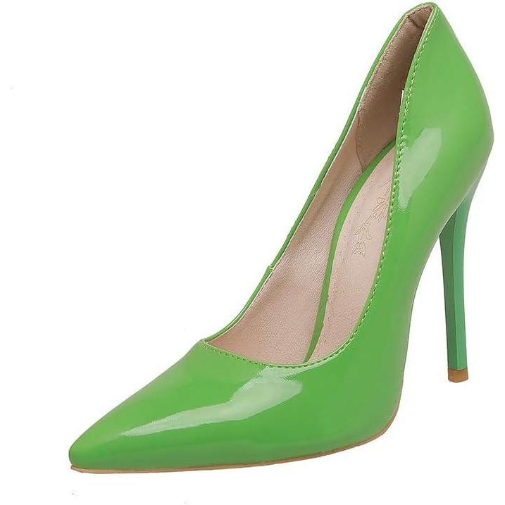 imageEscarpins sexy en cuir verni bout pointu pour femme avec talon haut de 11 cm Escarpins faciles marcher et soire pour femme Grande taille za637sVert