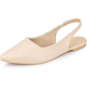 Allegra K Escarpins plats à bout pointu pour femme(Beige)