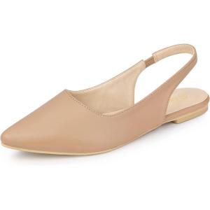 Allegra K Escarpins plats à bout pointu pour femme(Nude)