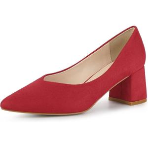 Allegra K Escarpins à Bout Pointu à Enfiler pour Gros Talons Femmes(Bourgogne)