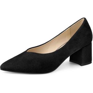 Allegra K Escarpins à Bout Pointu à Enfiler pour Gros Talons Femmes(Noir)
