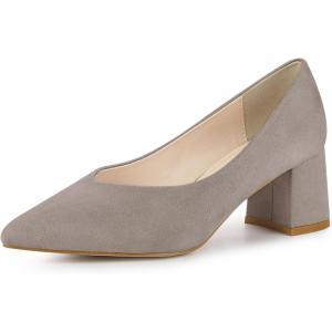 Allegra K Escarpins à Bout Pointu à Enfiler pour Gros Talons Femmes(Taupe)