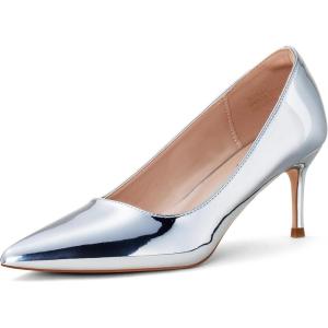 Zhabtuc Escarpins à Bout Pointu pour Femme – Talon de 6 cm, Chaussures de Bureau Confortables, Chaussures de soirée essentielles(Argent)