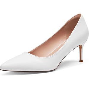 Zhabtuc Escarpins à Bout Pointu pour Femme – Talon de 6 cm, Chaussures de Bureau Confortables, Chaussures de soirée essentielles(Blanc Mat)