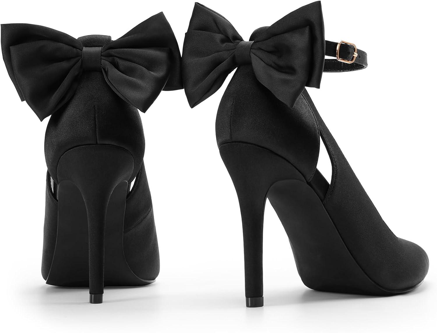 imageDREAM PAIRS Escarpins sexy talons hauts et bout pointu avec nud pour femmeNoir Satin