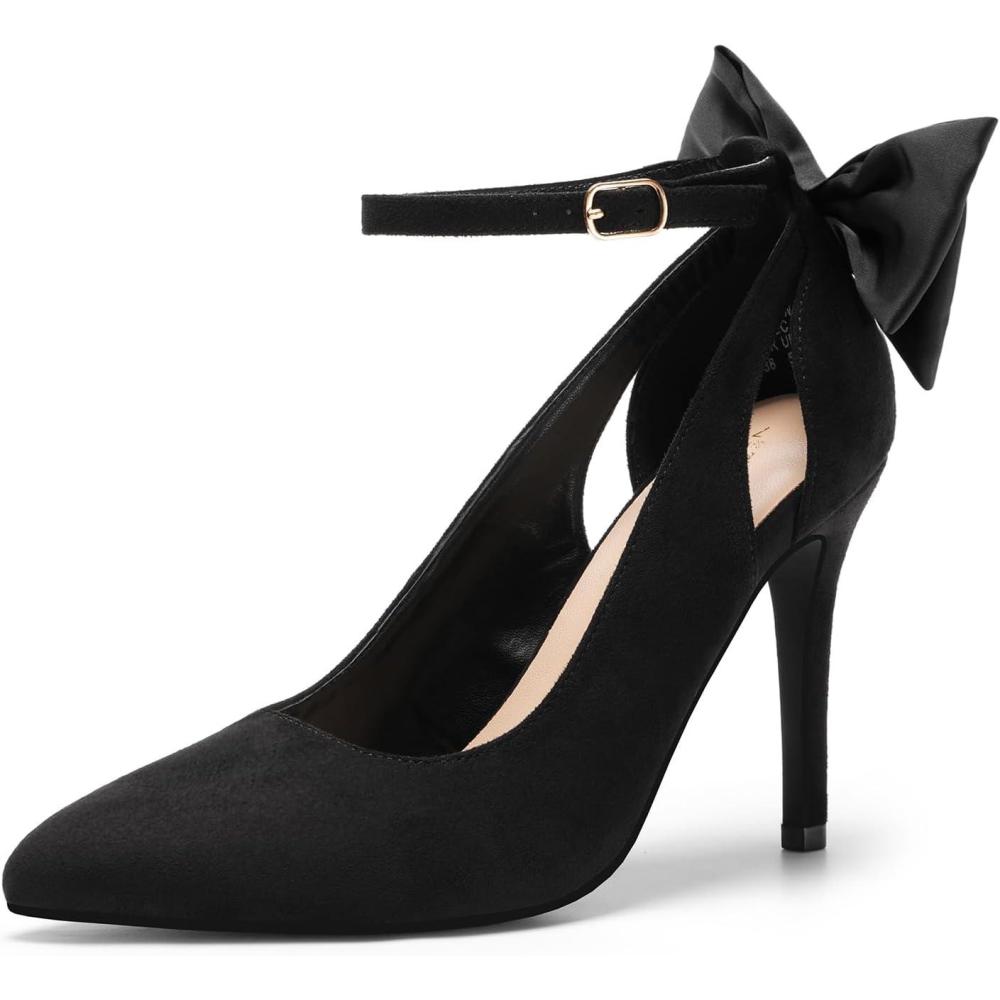 imageDREAM PAIRS Escarpins sexy talons hauts et bout pointu avec nud pour femmeDaim Noir