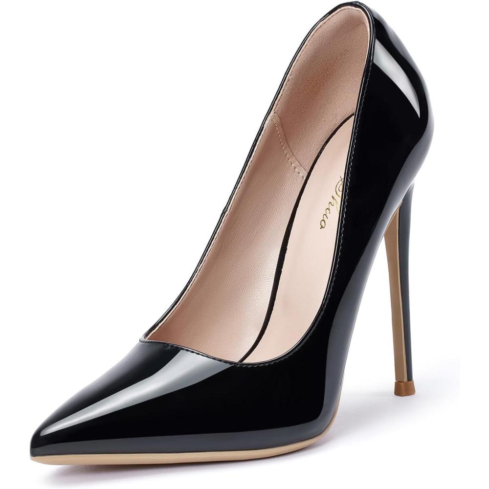 image:imageGENSHUO Femmes Mode Bout Pointu Escarpins Talons Hauts Sexy Slip on Stiletto Party Chaussures 12 CM 472INNoir