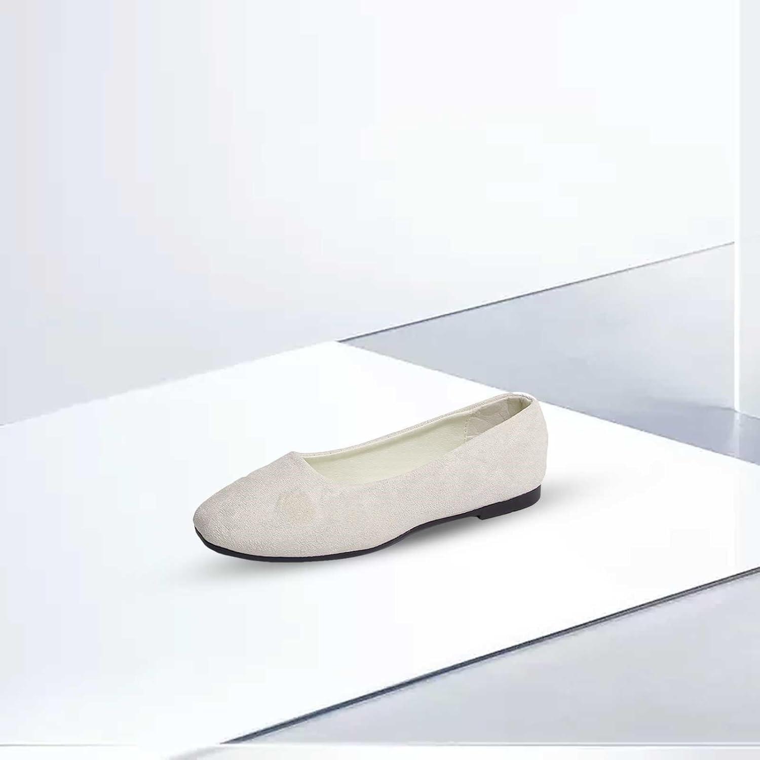 image:imageEscarpins plats pointus pour femme Chaussures basses sans lacets Chaussures dt Semelle plate Antidrapantes Sandales fermes Confortables Couleur unieBeige