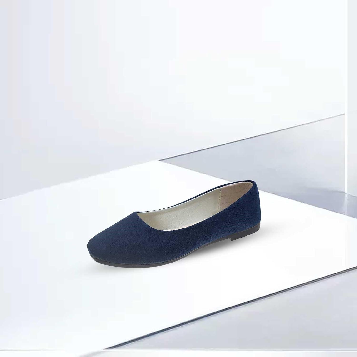 image:imageEscarpins plats pointus pour femme Chaussures basses sans lacets Chaussures dt Semelle plate Antidrapantes Sandales fermes Confortables Couleur unieMarine