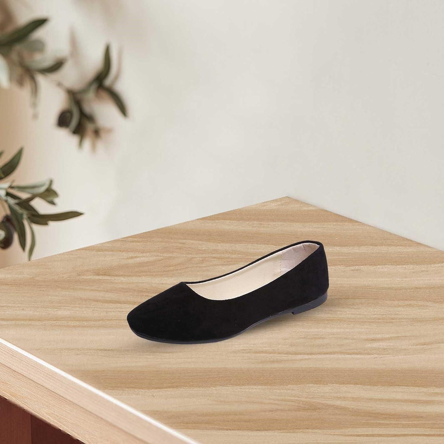 image:imageEscarpins plats pointus pour femme Chaussures basses sans lacets Chaussures dt Semelle plate Antidrapantes Sandales fermes Confortables Couleur unieNoir