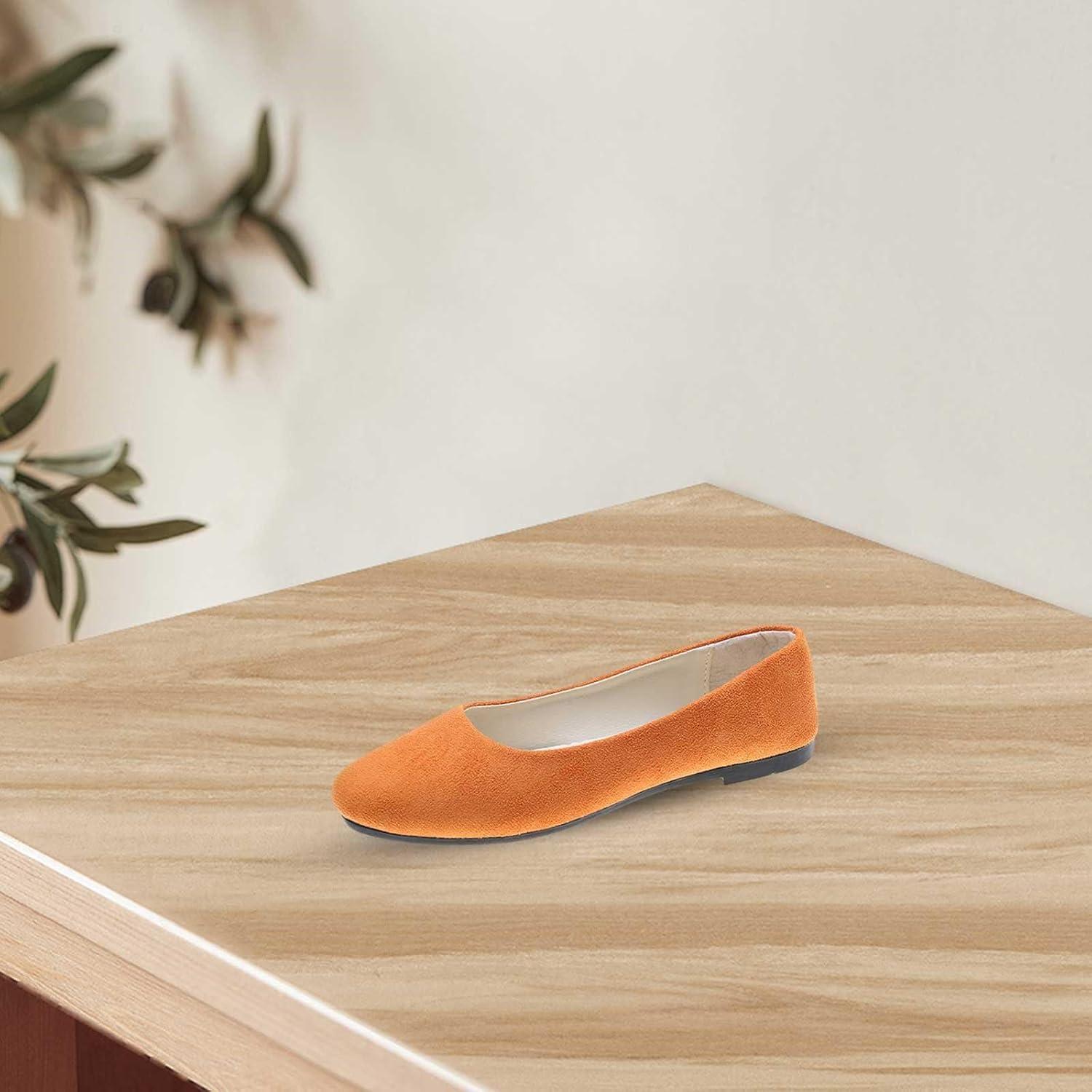 image:imageEscarpins plats pointus pour femme Chaussures basses sans lacets Chaussures dt Semelle plate Antidrapantes Sandales fermes Confortables Couleur unieOrange