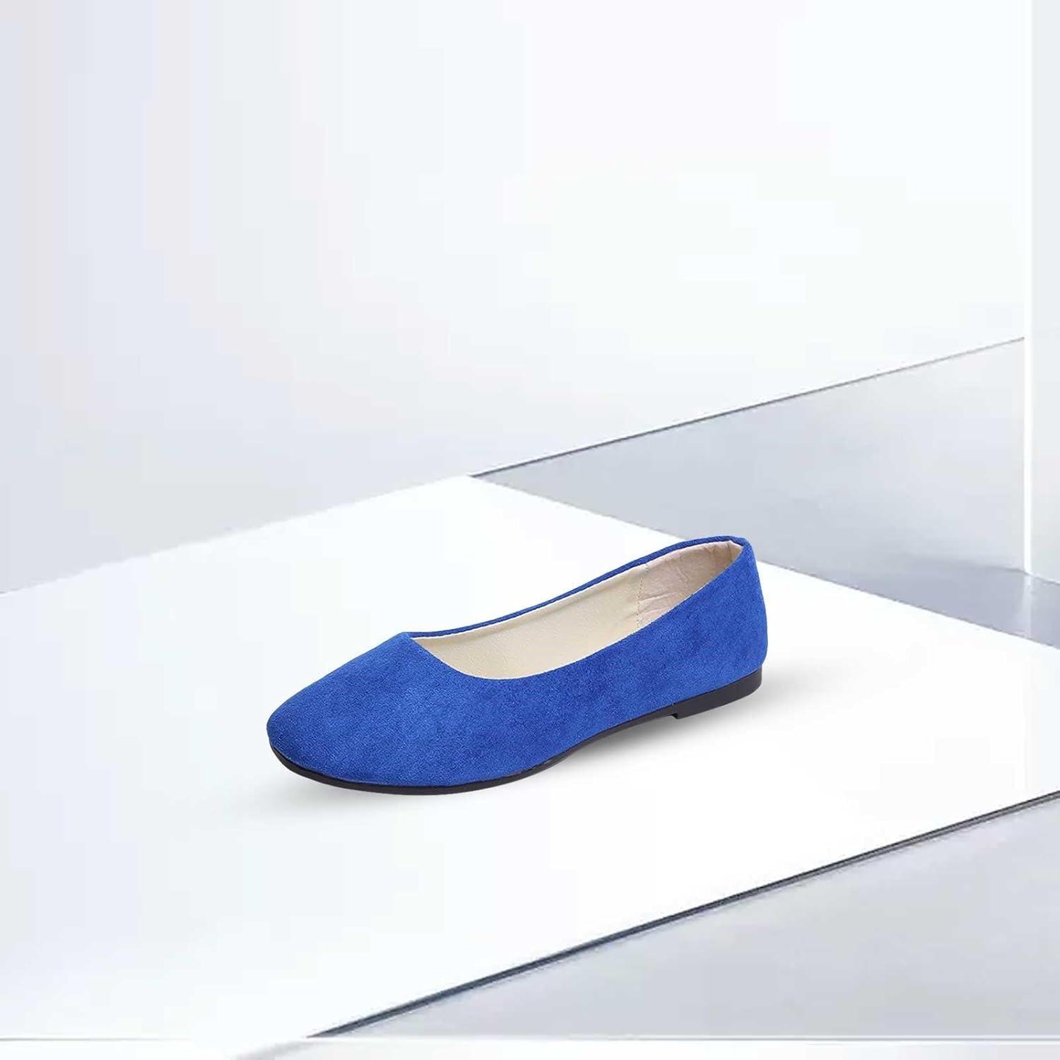 image:imageEscarpins plats pointus pour femme Chaussures basses sans lacets Chaussures dt Semelle plate Antidrapantes Sandales fermes Confortables Couleur unieBleu