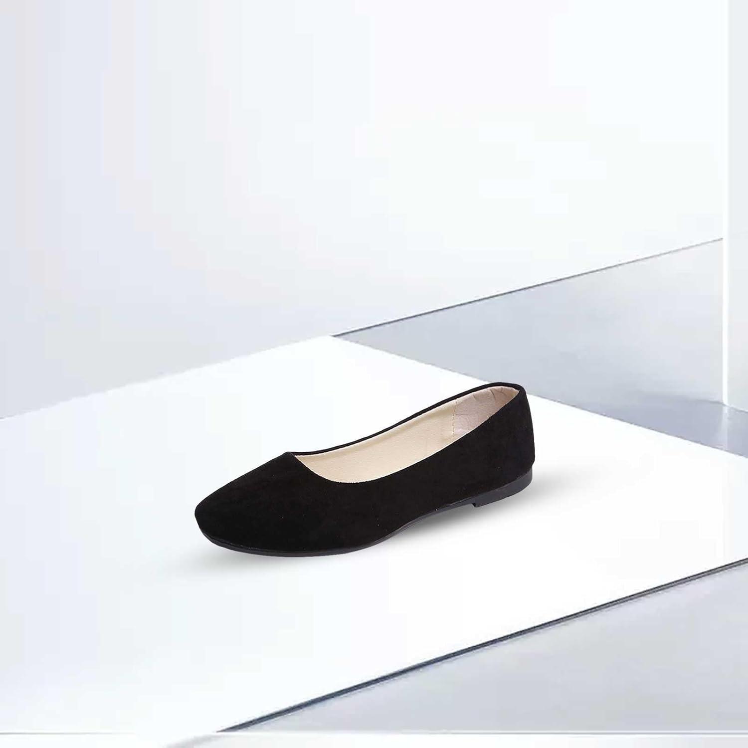 image:imageEscarpins plats pointus pour femme Chaussures basses sans lacets Chaussures dt Semelle plate Antidrapantes Sandales fermes Confortables Couleur unieNoir