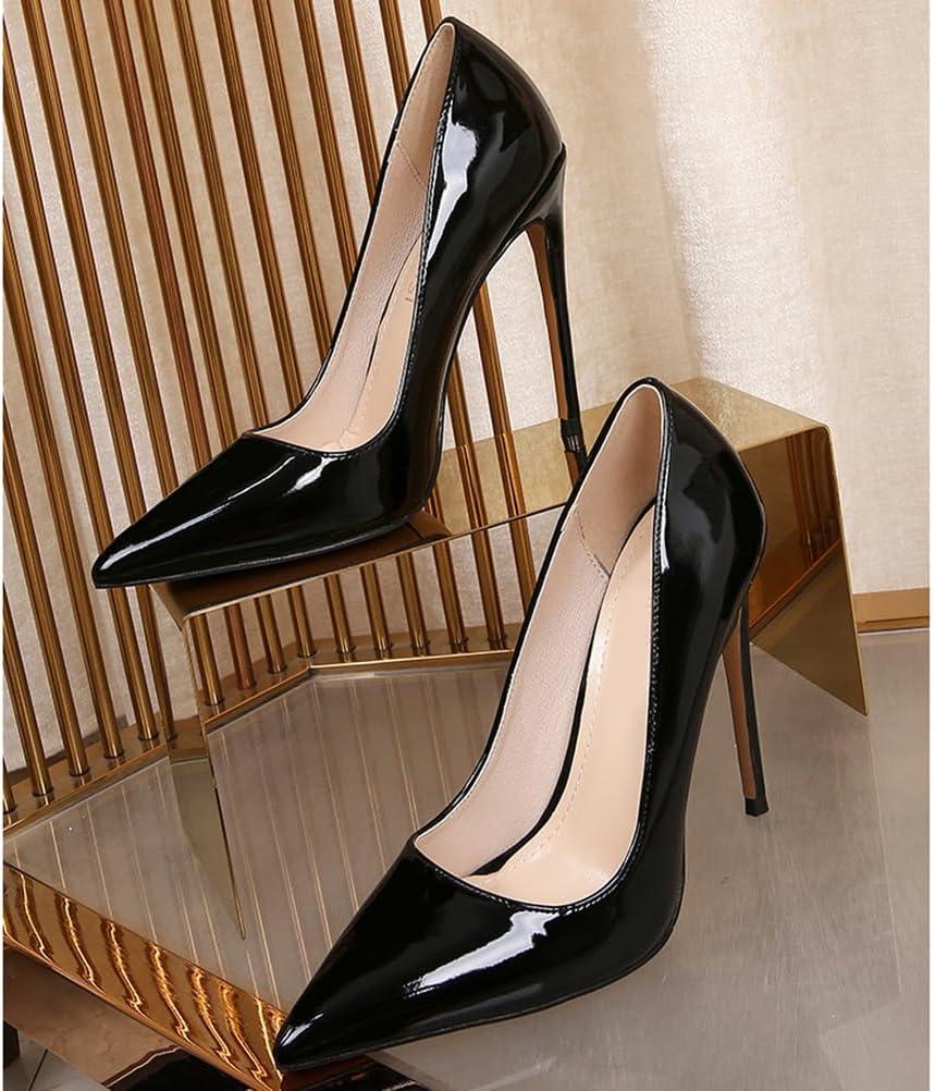 image:imageTalons Hauts de 12 cm pour Femmes Escarpins Bout Pointu et Talon Aiguille avec Soutien de la vote Plantaire pour Mariage Danse et runions daffairesNoir