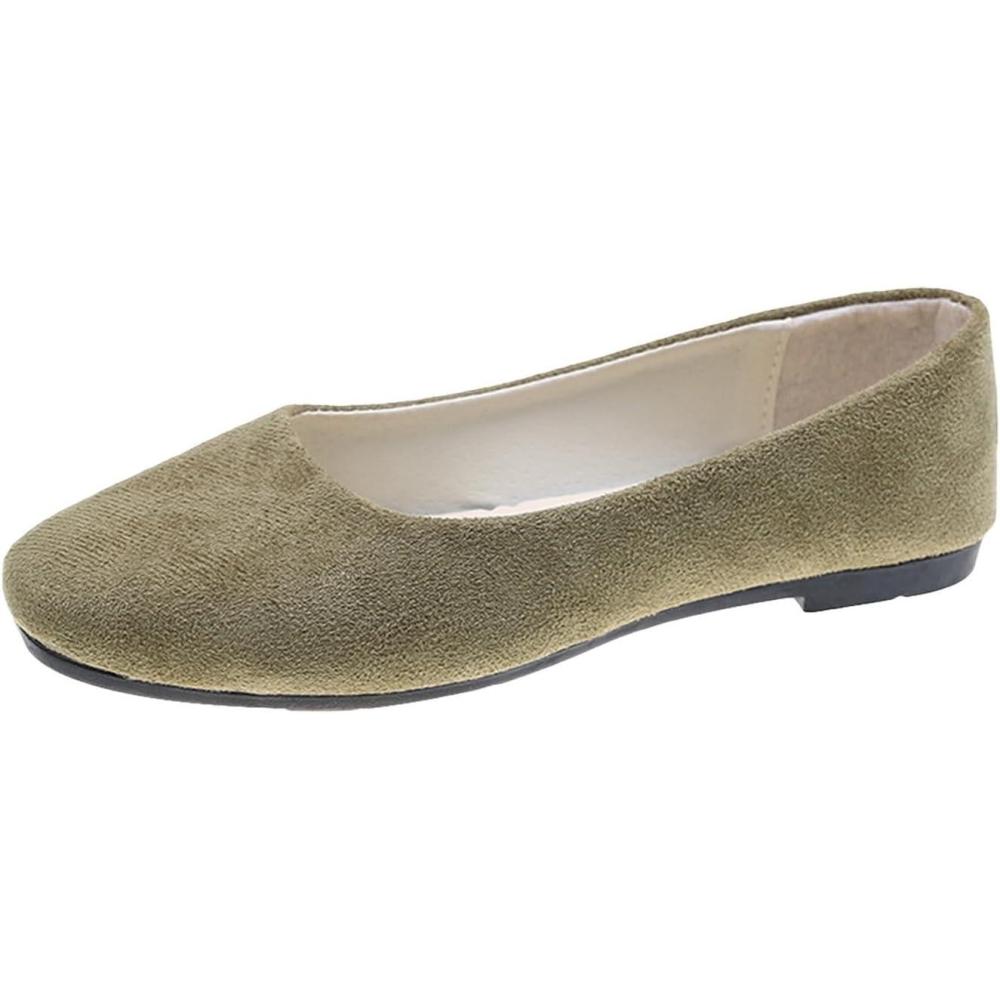 image:imageEscarpins plats pointus pour femme Chaussures basses sans lacets Chaussures dt Semelle plate Antidrapantes Sandales fermes Confortables Couleur unieVert Menthe