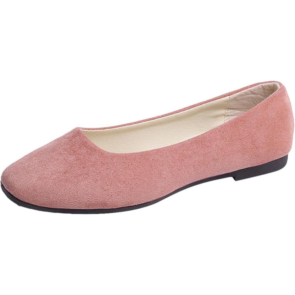 image:imageEscarpins plats pointus pour femme Chaussures basses sans lacets Chaussures dt Semelle plate Antidrapantes Sandales fermes Confortables Couleur unieRouge Pastque