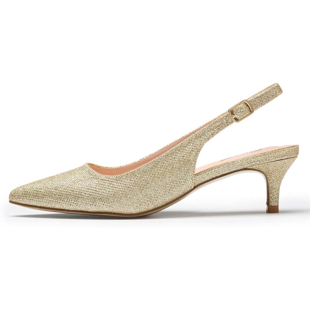 image:imageGENSHUO Femmes Mode Bout Pointu Escarpins Talons Hauts Sexy Slip on Stiletto Party Chaussures 12 CM 472INPaillettes Dores