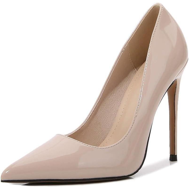 image:imageTalons Hauts de 12 cm pour Femmes Escarpins Bout Pointu et Talon Aiguille avec Soutien de la vote Plantaire pour Mariage Danse et runions daffairesBeige