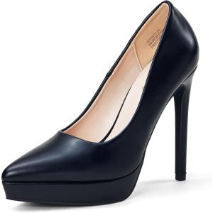Zhabtuc Escarpins à Plateforme Classiques à Talons Aiguilles pour Femme – Chaussures de Mariage à Bout Pointu(Noir)